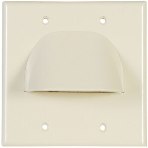 Main product image for Vanco Dual Gang Reversible Bulk Cable Wall Plate Almond 261-166